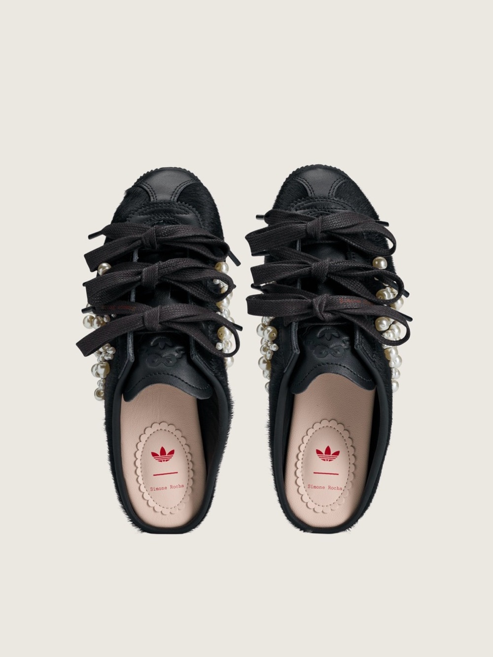 adidas Black Women's Pearl-Trim Lace-Up Sneakers
